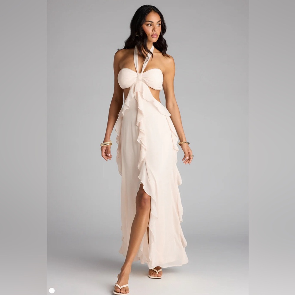 Beige Halter Maxi Dress